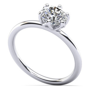 Solitaire Flower Diamond Engagement Ring In Platinum Or Gold