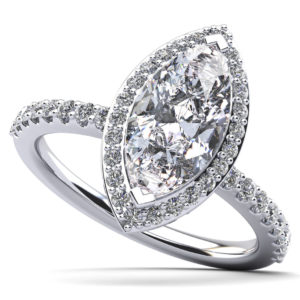 Halo Marquise Diamond Engagement Ring In Platinum Or Gold