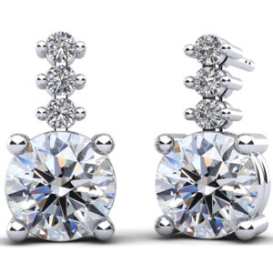 Brilliant Round Drop Diamond Earrings In Platinum Or Gold