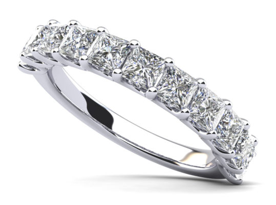 All Sparkle Princess Cut Diamond Anniversary Ring In Platinum Or Gold