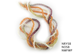 Seth & Reid Kaleidoscope: Gemstone and pearl bead strands: red-yellow sapphire, orange sapphire, white freshwater pearl