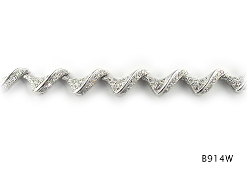 Seth & Reid Bracelets: B914W Pave Wave Bracelet / 2.45 cttw Dia. / 14KW