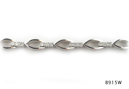 Seth & Reid Bracelets: B915W Open Navette Bevel Top Straight 3 Stone Bracelet / 2.00 cttw Dia. / 14KW