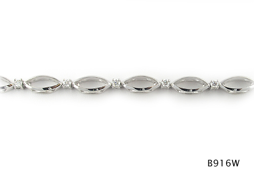 Seth & Reid Bracelets: B916W Open Navette Bevel Top Solitaire Bracelet / .75 cttw Dia. / 14KW