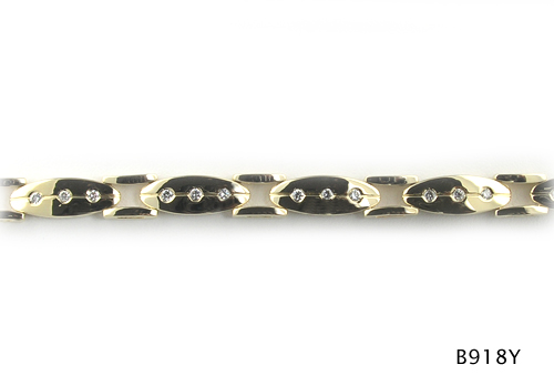 Seth & Reid Bracelets: B918Y Navette 3 Stone Link Bracelet / .75 cttw Dia. / 14KY