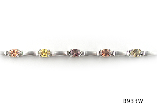 Seth & Reid Bracelets: B933W Kaleidoscope Multi Color Champagne Sapphire Bracelet / 6.40 cttw Sapp / 14KW