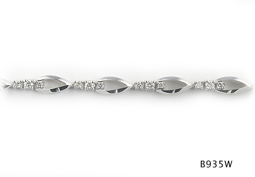 Seth & Reid Bracelets: B935W Open Navette Bevel Top Graduated 3 Stone Bracelet / 1.21 cttw Dia./14KW