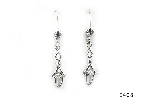Seth & Reid Evening Out: E408 Openwork Dangle Leverback Earring / .06 cttw Dia / 14KW