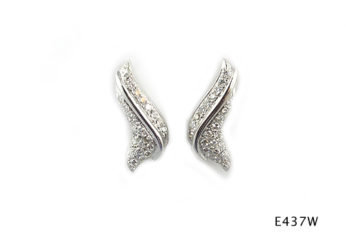 Seth & Reid Evening Out: E437W Pave Wave Post/Clip Earring /.80 cttw Dia / 14KW