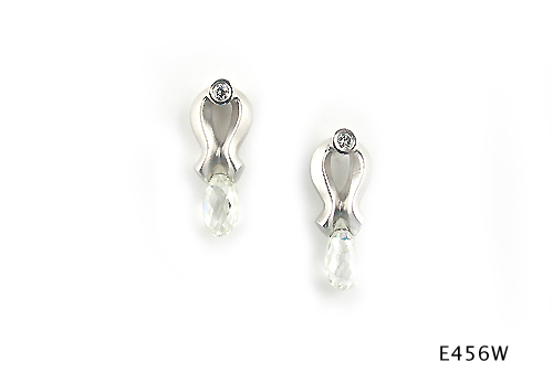 Seth & Reid Evening Out: E456W Briolette Ribbon Earring / 1.35 cttw Briolette Diamond, .04 cttw Rd Dia / 14KW