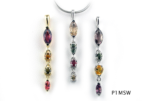 Seth & Reid Kaleidoscope: P1MSW Marquise top Multi-color Champagne Sapphire Dangle Pendant / 1.30 cttw.