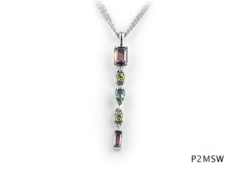 Seth & Reid Kaleidoscope: P2MSW Emerald top Multi-color Champagne Sapphire Dangle Pendant / 1.30 cttw.