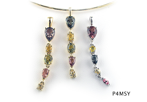 Seth & Reid Kaleidoscope: P4MSY Pear top Multi-color Champagne Sapphire Dangle Pendant / 1.75 cttw.