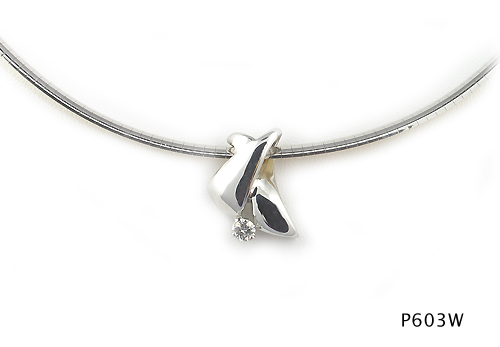 Seth & Reid Evening Out: P603 Crossover Solitaire Slide Pendant / .25 ct Dia. / 14KW