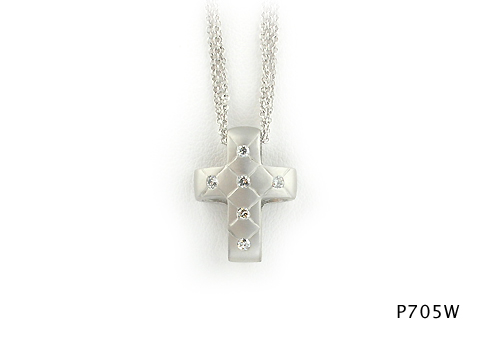 Seth & Reid Faith: P705W Seth & Reid Quilted Cross / .12 cttw / 14KW