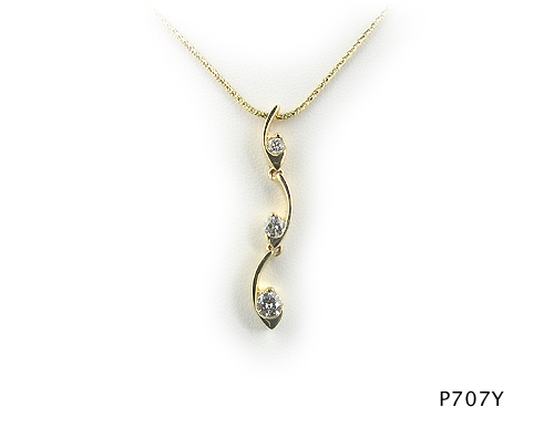 Seth & Reid Willow: P707Y Willow 3 Stone Articulated Pendant / .50 cttw Dia. / 14KY