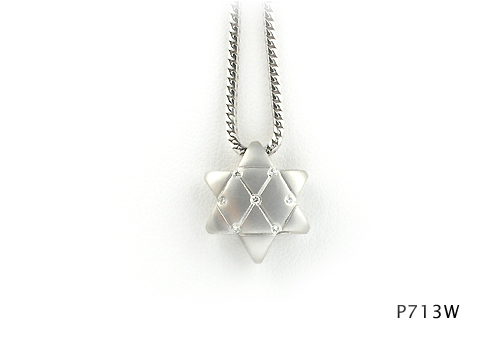 Seth & Reid Faith: P713W Quilted Star of David Pendant / .04 cttw Dia. / 14KW