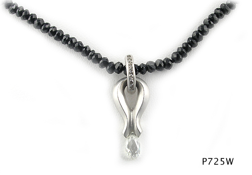 Seth & Reid Evening Out: P725W Seth & Reid Diamond Briolette Pendant / .07 cttw channel Dia. and .65 ct Briolette / 14KW