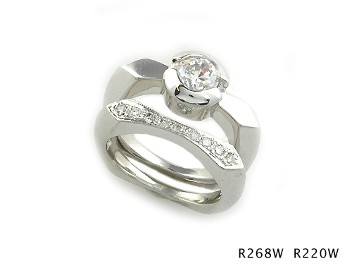 Seth & Reid Bridal: R268W Engagement Ring for .65 ct center / .04 cttw dia. accents/14KW R220W Pave Tween Navette/.14 cttw Dia. /14KW