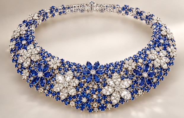 Seth & Reid Couture sapphire and diamond floral collar designed by Kathy