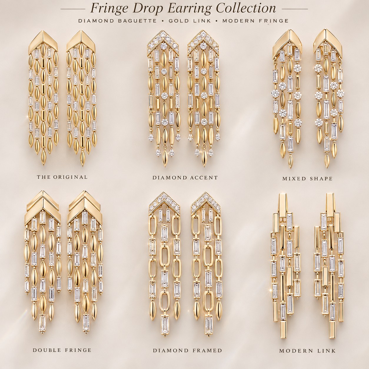 Seth & Reid Fringe Drop Earring Collection: The Original, Diamond Accent, Mixed Shape, Double Fringe, Diamond Framed and Modern Link